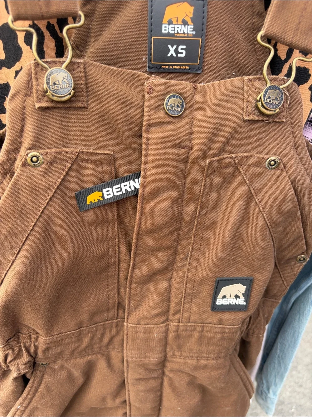 Berne Kids Brown Insulated Overalls with Adjustable Straps XS